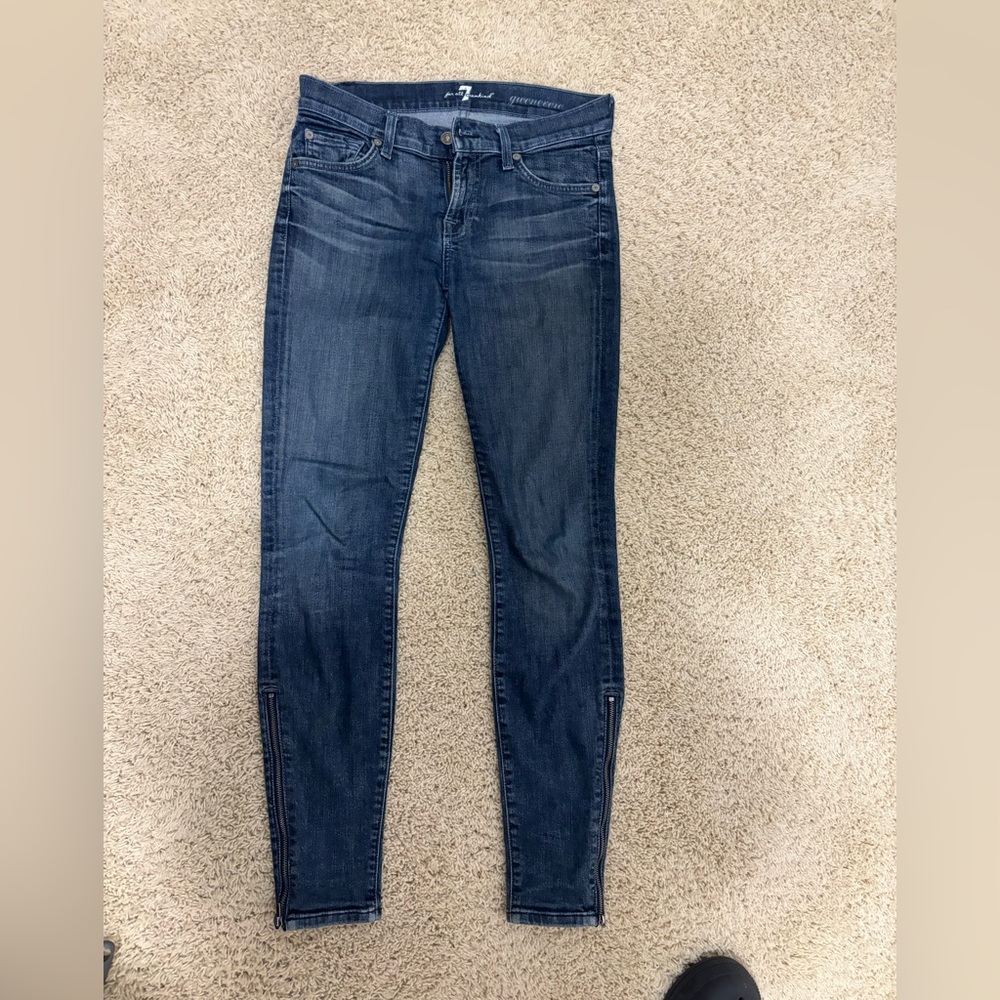 7 for all mankind blue skinny jeans